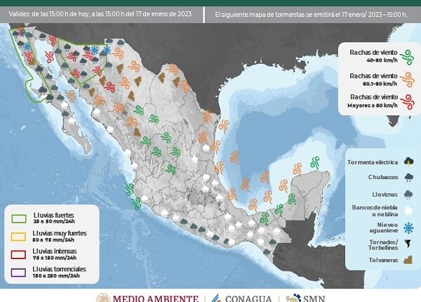 Tercera tormenta invernal ocasionará fuertes lluvias al noroeste de México