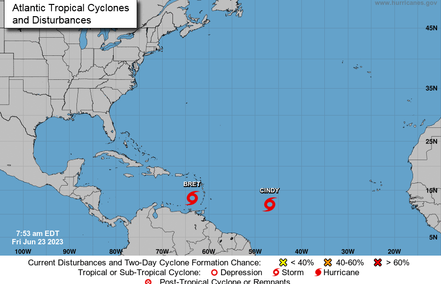 Tormenta tropical Bret se aleja de las Antillas Menores y “Cindy” se fortalece