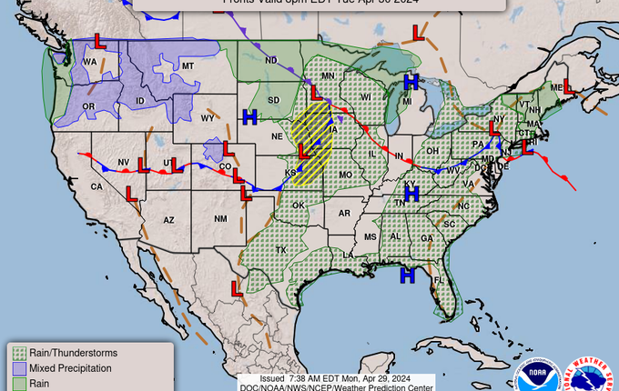 Alertan sobre riesgo de fuertes tormentas eléctricas en el centro-sur de Estados Unidos