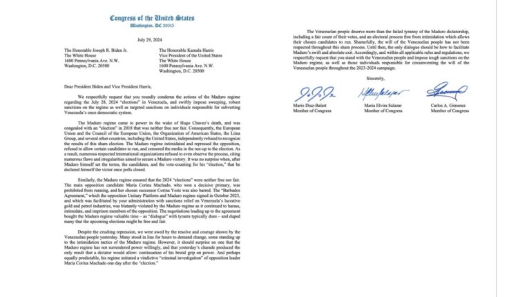 Congresistas piden sanciones para Maduro