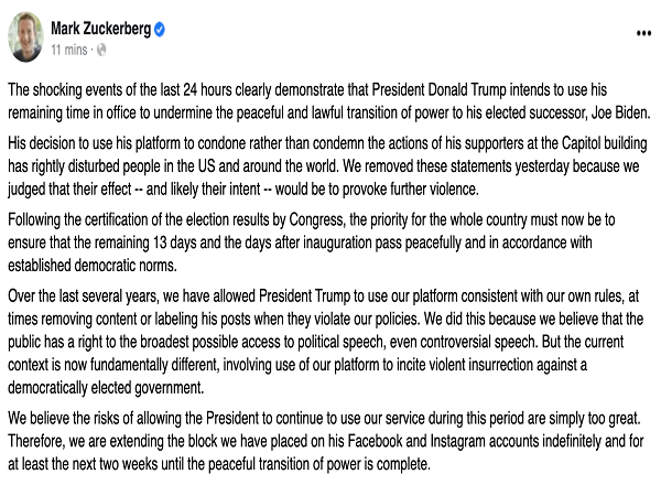 Bloquean las cuentas en redes sociales de Donald Trump