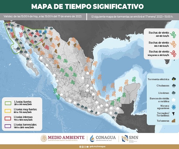 Tercera tormenta invernal ocasionará fuertes lluvias al noroeste de México
