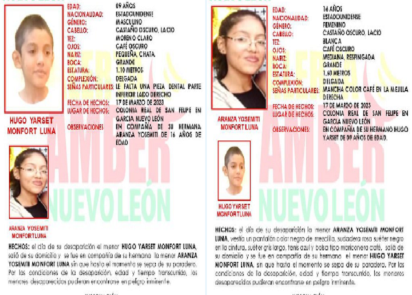 Fiscalía de México activa alerta Amber para ubicar a dos menores de nacionalidad estadounidense