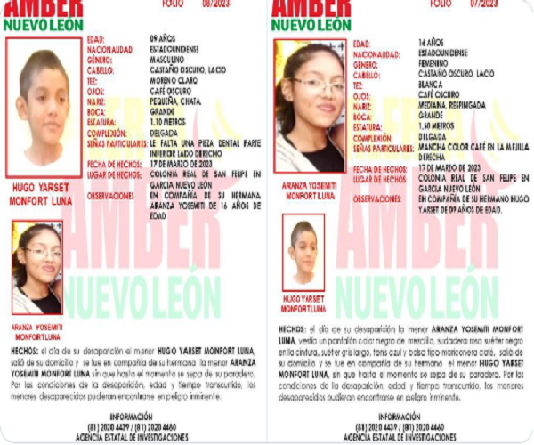 Fiscalía de México activa alerta Amber para ubicar a dos menores de nacionalidad estadounidense