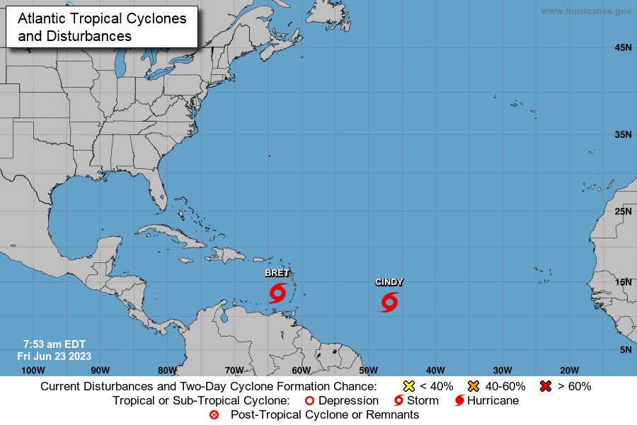 Tormenta tropical Bret se aleja de las Antillas Menores y “Cindy” se fortalece