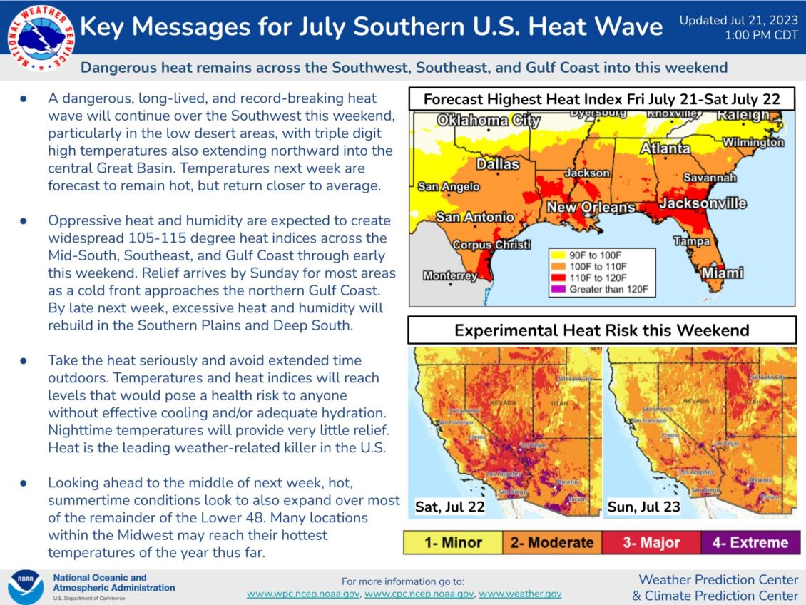 Una “ola de calor peligrosa” continúa sofocando al sur y costa del golfo de EEUU