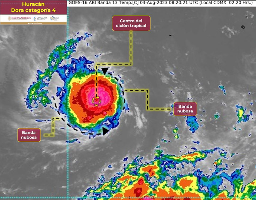 Huracán Dora se intensifica a categoría 4 y se aleja de las costas del Pacífico mexicano