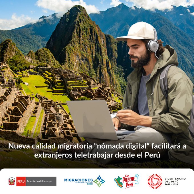 Nueva ley migratoria facilitará a extranjeros teletrabajar desde Perú
